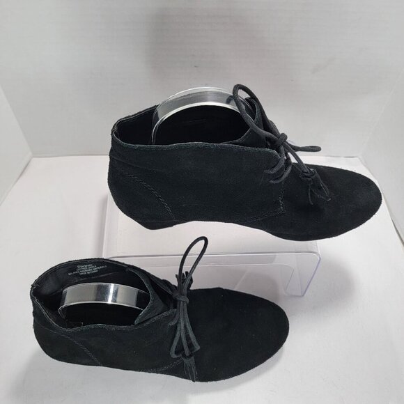 Crown Vintage Boots Womens 9.5 M Spark Black Leather Wedge Ankle Bootie Casual - Picture 12 of 12